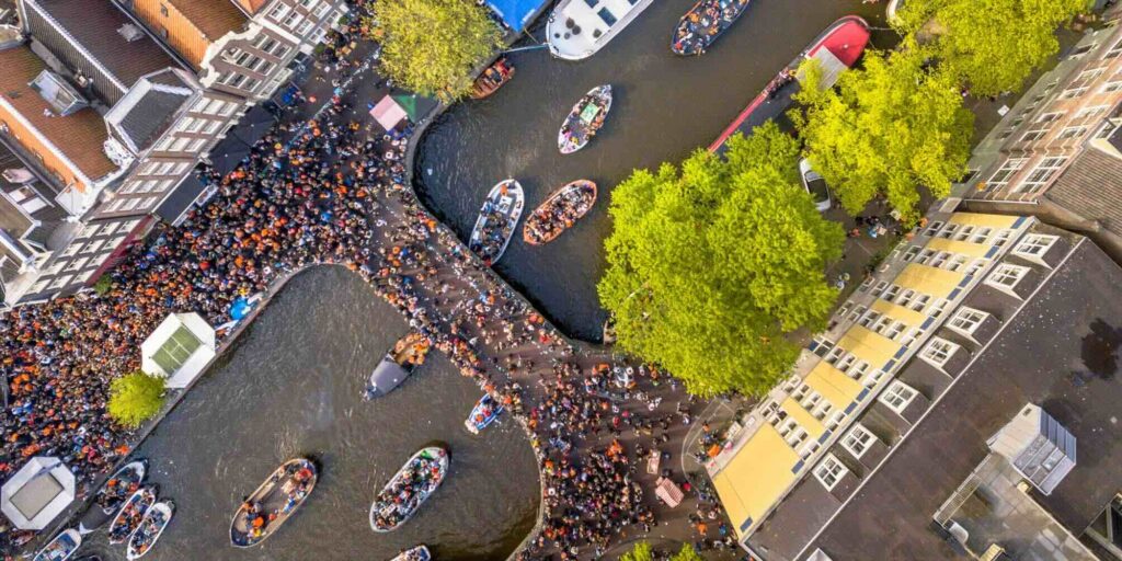 Kings day Amsterdam drone
