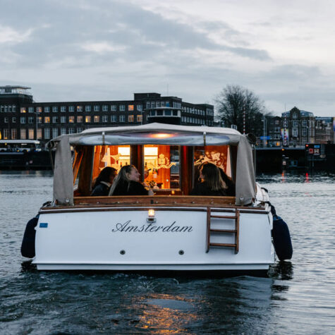 The barbarella sailing down Amsterdam's canals