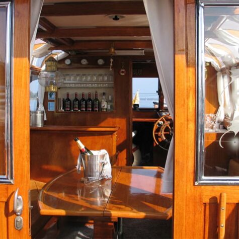 Interior shot of the Barbarella salon boat